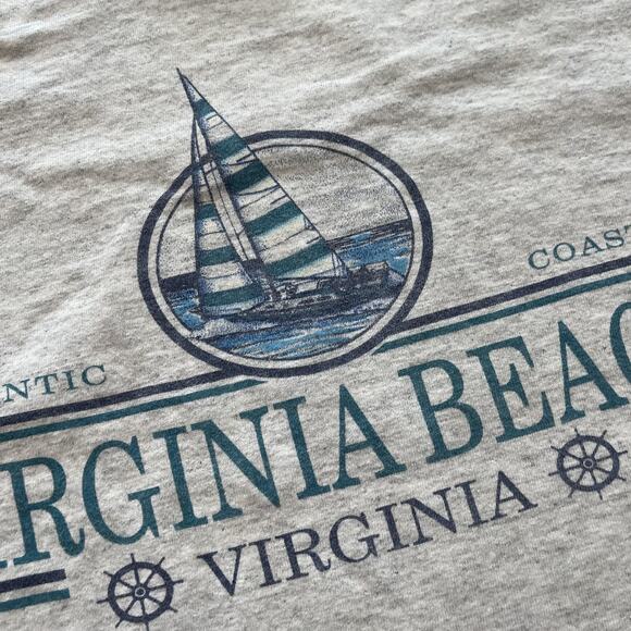 Virginia Beach Shirt Mens XL Gray Sailboat Graphic Made in USA Souvenir Tee - Picture 4 of 8